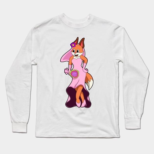 Fox with Wedding dress & Bunch of Flower Long Sleeve T-Shirt by Markus Schnabel